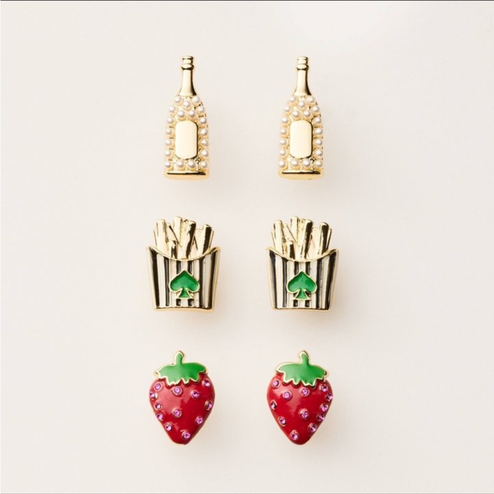 Kate Spade x Target Earring Set ♠️ Strawberries, French Fries, and Champagne